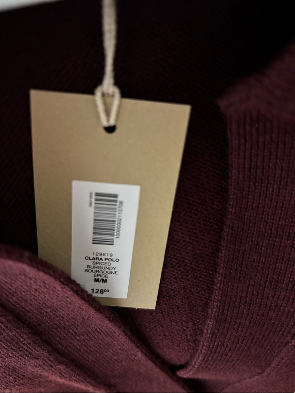 Wilfred Clara Polo spiced burgundy V-Neck Polo Sweater new with tags - Picture 2 of 3